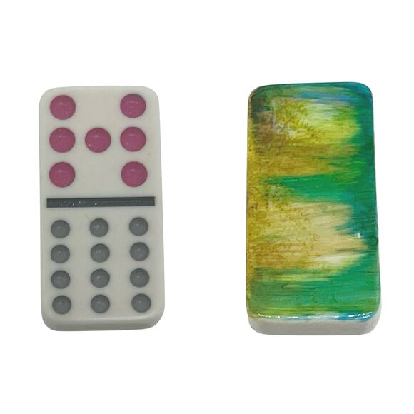 Hand Crafted Jewelry - New in Box Painted Domino Pendant by NV Artist Pam Brekas